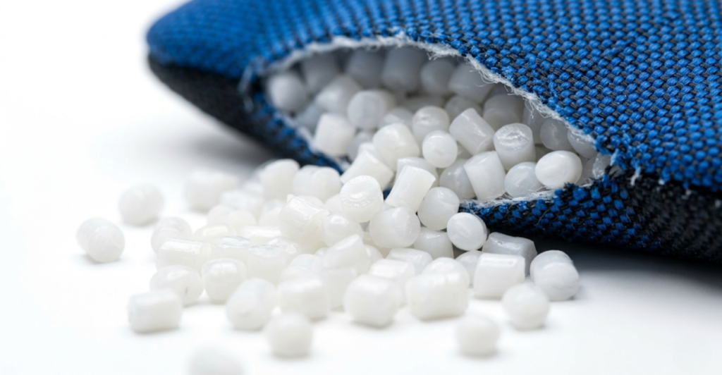 Resin pellets inside modern cornhole bags showing the synthetic fill material